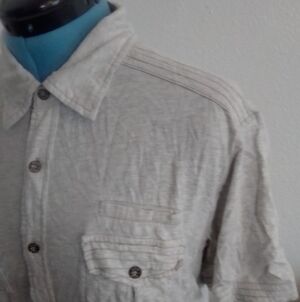 Men's Buckle Large Short Sleeve Oatmeal Button Down Shirt Athletic Fit